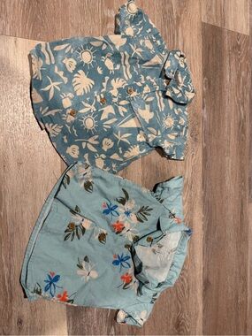 Carter's Blue Tropical Print Button-Down Shirts - 2 Pack